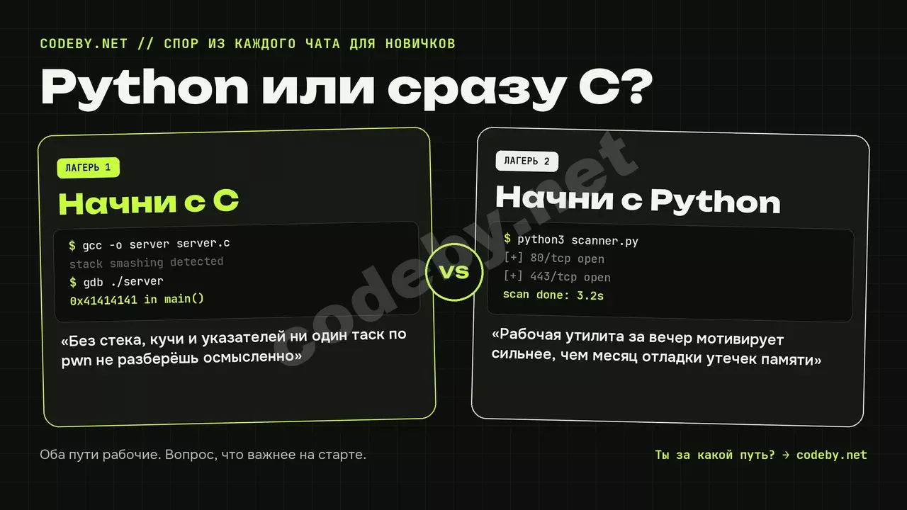 Python или сразу C? Начни с C или Начни с Python