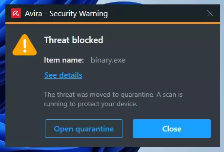 Avira отправляет файл в карантин как вредоносный