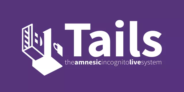 Логотип TailsOS на фоне рабочего стола операционной системы, символизирующий анонимность и приватность.