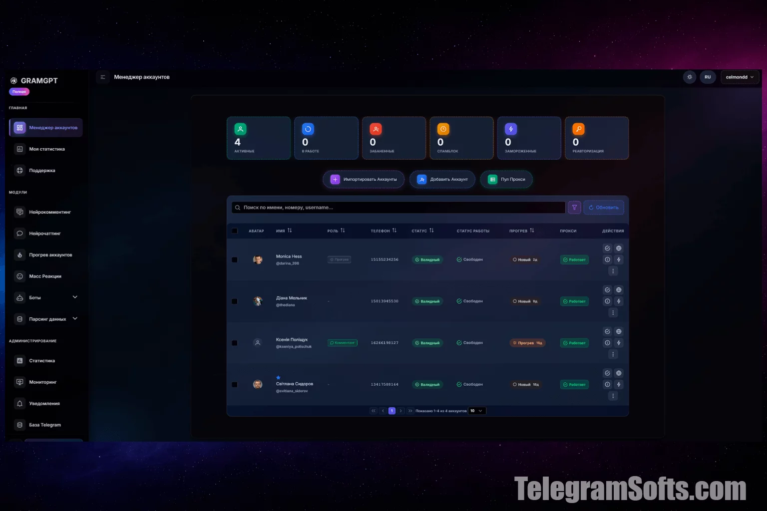 Менеджер аккаунто телеграм