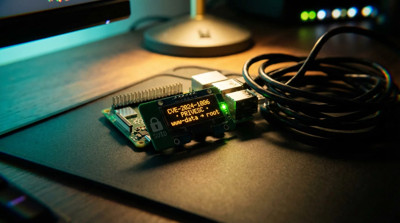 Повышение привилегий Linux — терминал с выводом команды эскалации через SUID-бинарь до root-доступа