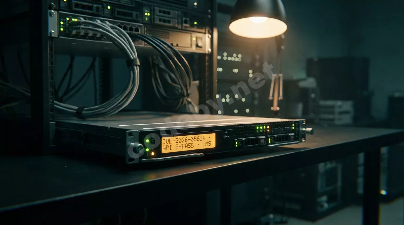 Серверный блейд, наполовину извлечённый из стойки, с янтарным текстом на дисплее передней панели. Тёплый конус света настольной лампы выхватывает плату из тёмно-бирюзового сумрака.