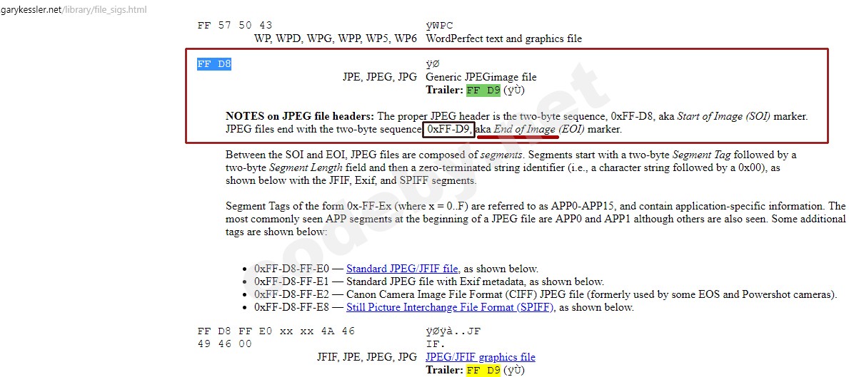 сигнатура окончания файла jpg.jpg