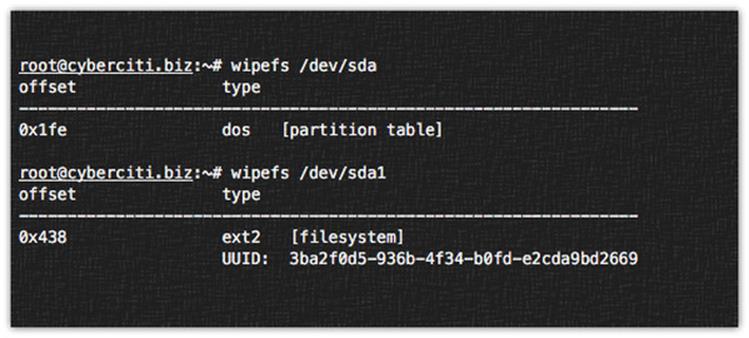 Как стереть подпись с дискового устройства в Linux с помощью команды wipefs