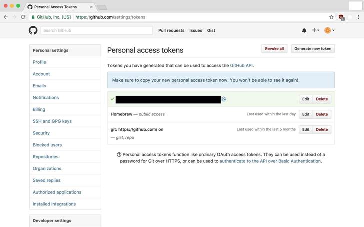 Маркеры доступа GitHub