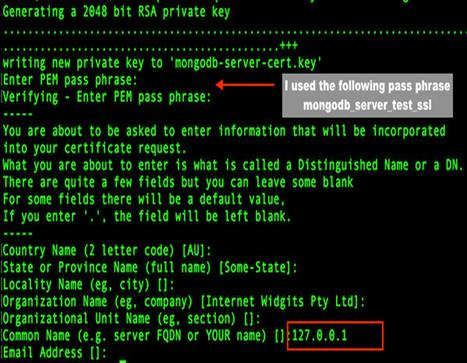 MongoDB SSL сертификат настройки сервера