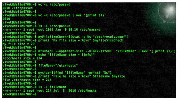 Как проверить размер файла в сценариях оболочки Linux / Unix bash