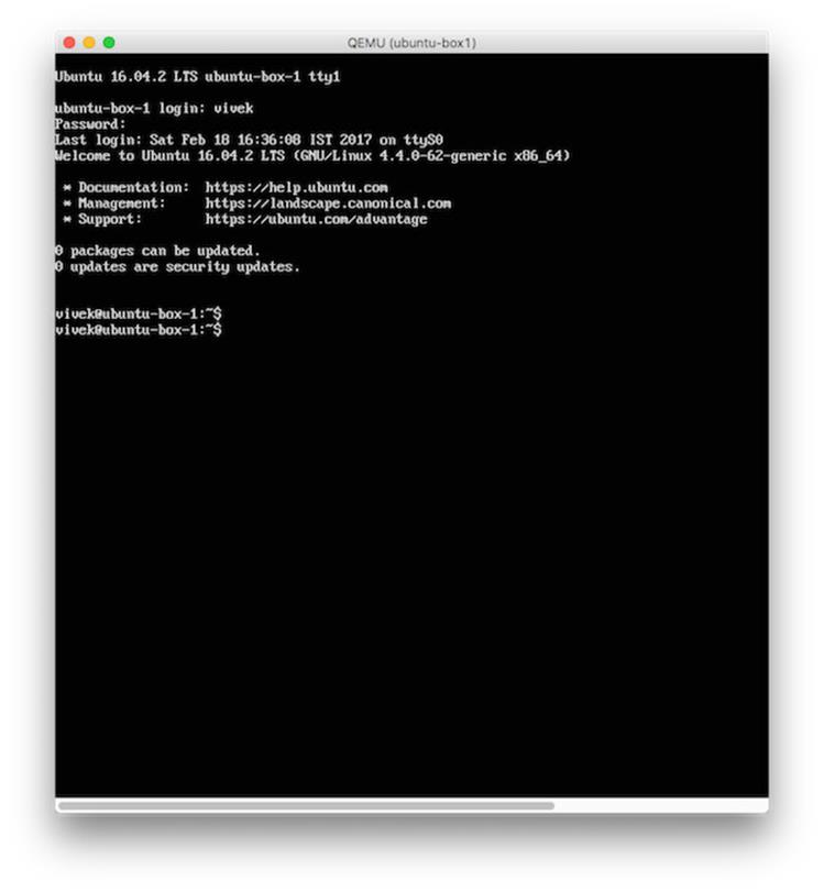 Вход в мою гостевую виртуальную машину Ubuntu