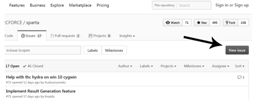 Cтраница проблем проекта GitHub