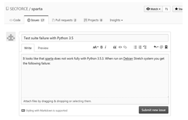 GitHub форма для регистрации нового отчета об ошибке